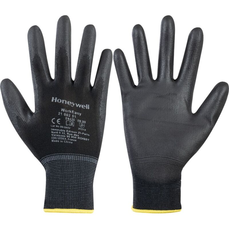 WorkEasy Palm-side Coated Black Gloves - Size 9 - Honeywell