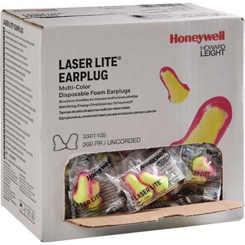 200 paires bouchons d'oreille Laser Lite Honeywell 3301105 - Jaune - Taille unique - Jaune