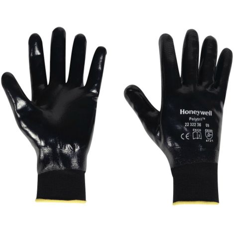 Honeywell – Gant de manutention fine nitrile étanche – Tricoté polyamide – Résistance à l'abrasion 4 – Pour environnements gras et humides