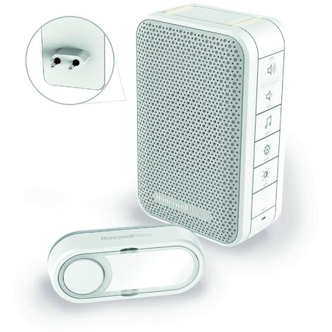 Honeywell Home DC313SP2 Serie 3, Campanello senza Fili Plug-In con LED e Pulsante (Bianco)