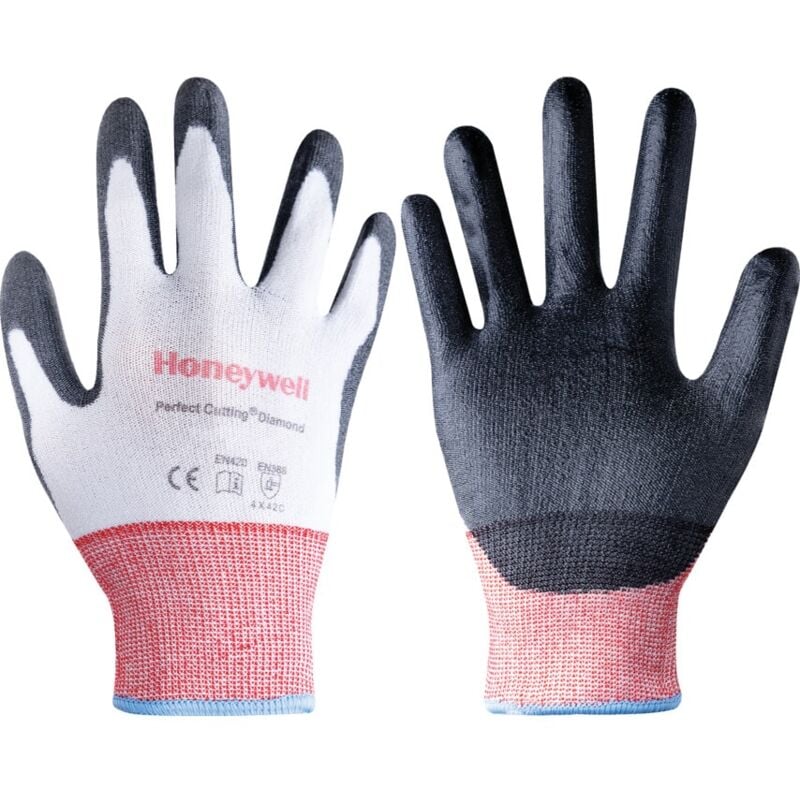 Perfect Cutting Diamond White Gloves Size 10 - Red Black White - Honeywell