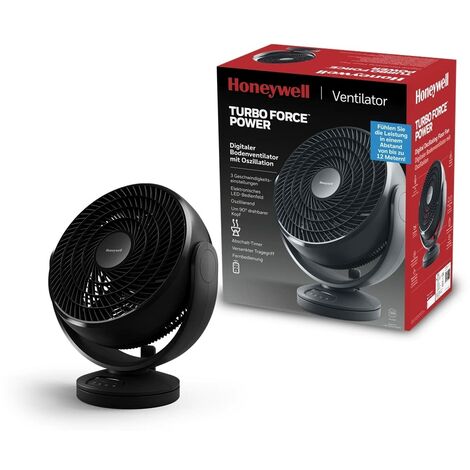 Honeywell Ventilatore digitale oscillante Turbo Force (personale per uso domestico o in ufficio comando a distanza comandi LED elettronici 3 livelli di velocità rotazione di 90°) HF715BE