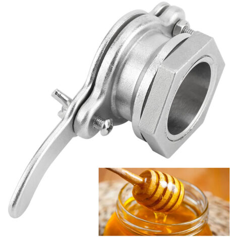 Honighahn aus Edelstahl für Imkerei und Honigabfüllung – Extraktionsventil aus Edelstahl, Extraktionsvorrichtung und Bündeler für Fässer und Tanks mit 1 Honigabsperrventil (13,5 x 5,6 x 4,2 cm, 429 g,