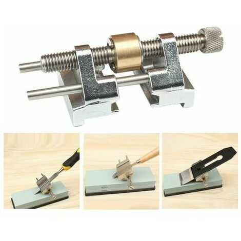 Honing Guide, Stainless Steel Side Clamping Fixed Angle Honing Guide with Brass Roller for Wood Chisel Planer Blade Graver Flat Chisel Edge Sharpening