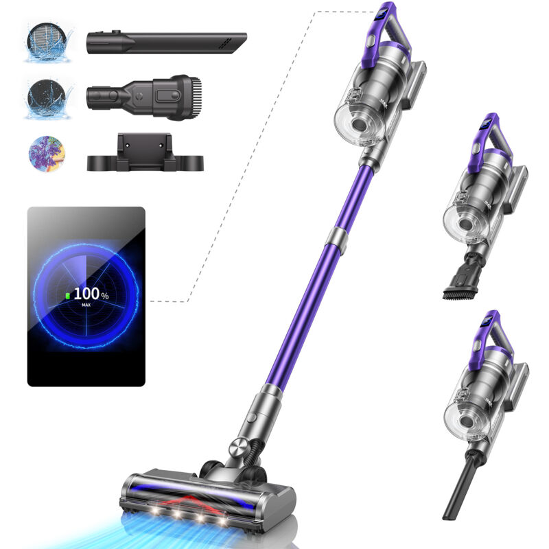 Honiture - Aspirateur Balai sans Fil, 450W/38KPa Aspirateur sans Fil avec Écran oled, 8 Modes d'animation, 55 Mins, Aromathérapie, Aspirateur Balai