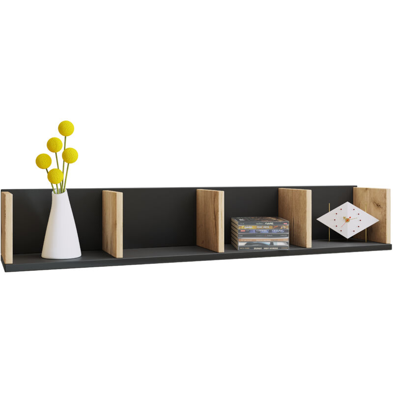 Ebuy24 - Rayon mural Honsa h. 15 x l. 97 x j. 17 cm Noir / Jardin