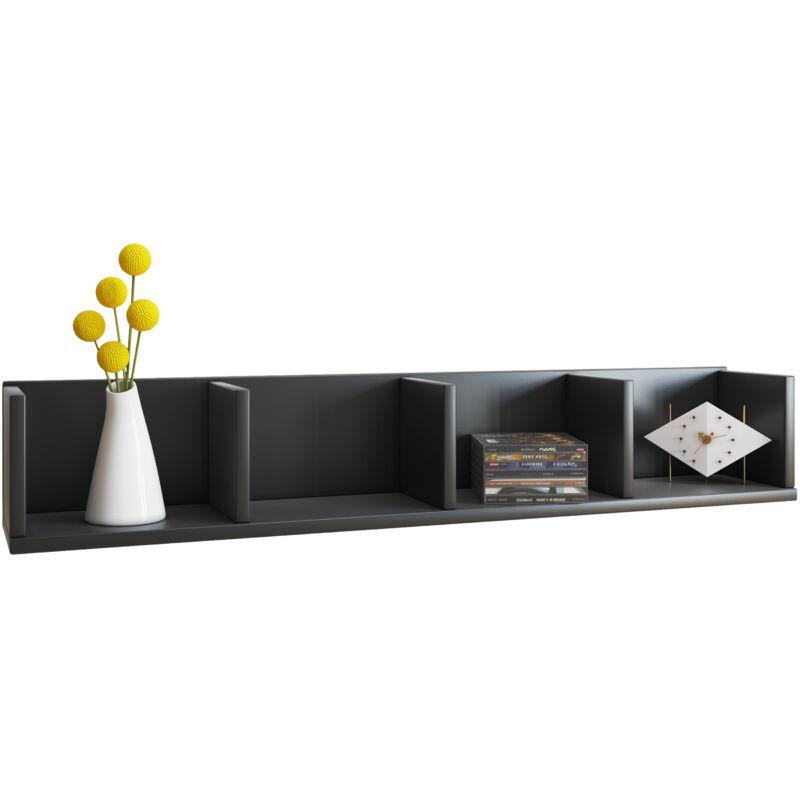 Ebuy24 - Honsa Étagère murale, 4 compartiments, noir.