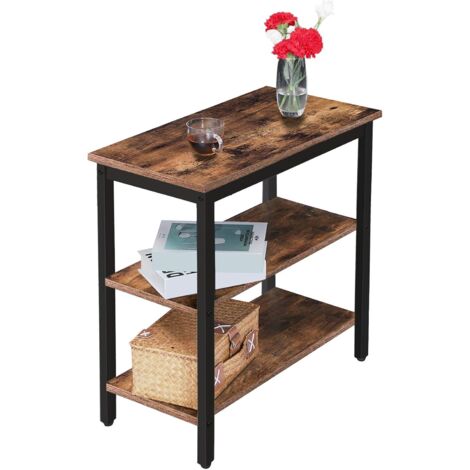 Hoobro – Table d'appoint industrielle en métal et aggloméré brun rustique – Dimensions 60 x 30 x 61 cm – Montage facile – EBF14BZ01