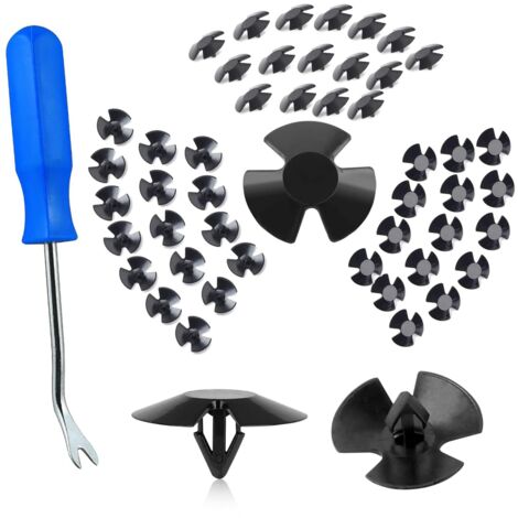 Hood Insulation Retainers 50pcs with Fastener Remover - for Chrysler, Jeep, Dodge, Ram - Replace OEM 4878883AA LH LHS Nylon Clip