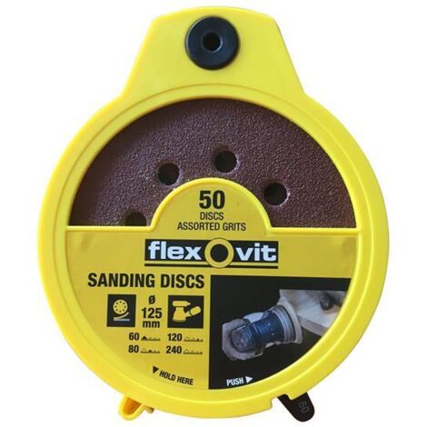Hook & Loop Sanding Disc 125mm Assorted (Dispenser 50) - FLV747046