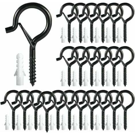 Hook-Q - 25 ganchos atornillables para techo, suspensión de techo, pared, para faroles y cestas de plantas