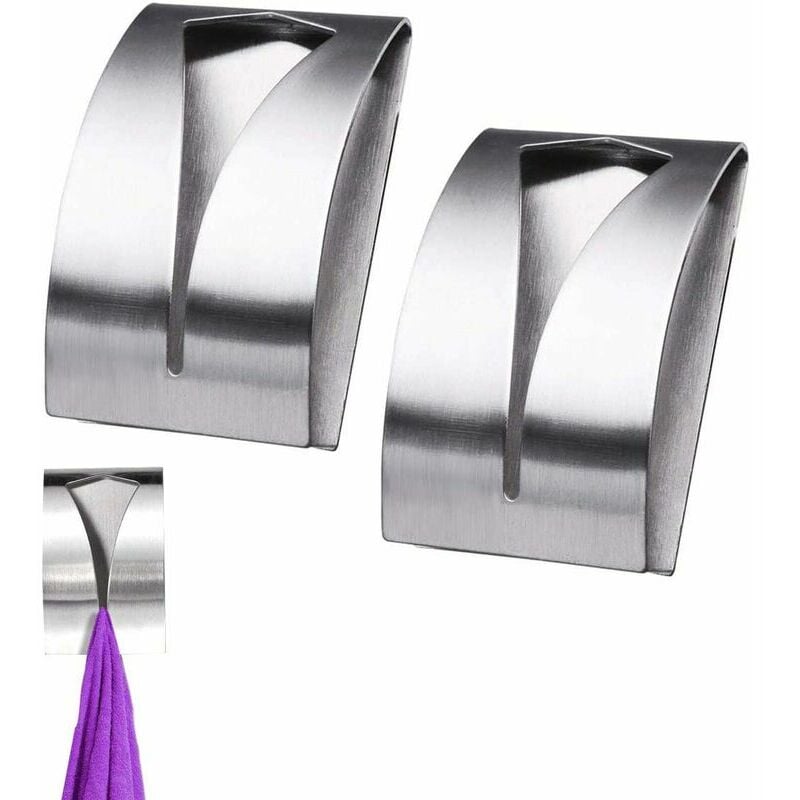 Hoopzi - Hook Rack Towel Hangers Hand Towel Hook Tea Towel Holders for Bathroom Kitchen,2 Pieces Self Adhesive Towel Holders, No Drilling Required