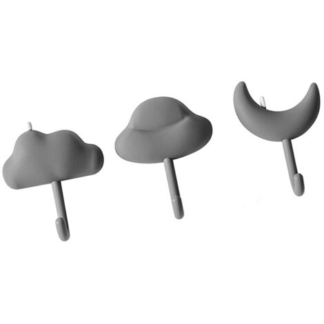 Hooks [3 pièces] en PVC Adhésifs Forte Charge Murale Décoratifs Gris pour Cuisine Salle de Bain Chambre - Crochets sans Perçage Porte-clés Vêtements