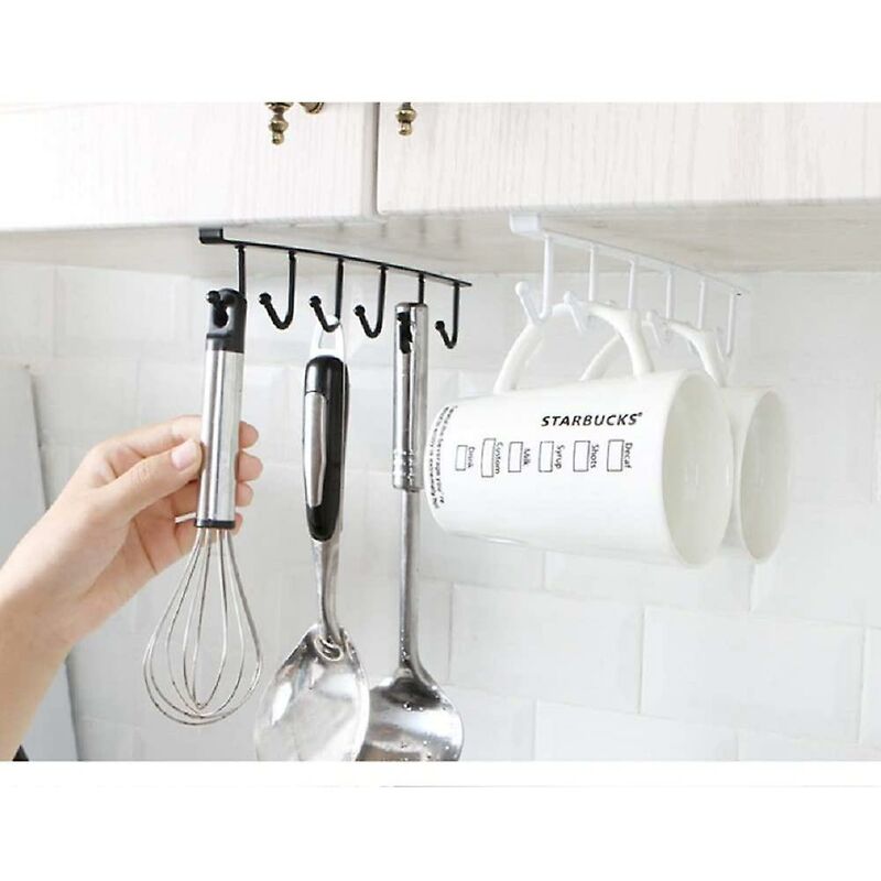 Hooks for cups, mugs, wine glasses, storage hooks for kitchen utensils, ties, belts and scarves, hooks for hanging under the cupboard without drilling