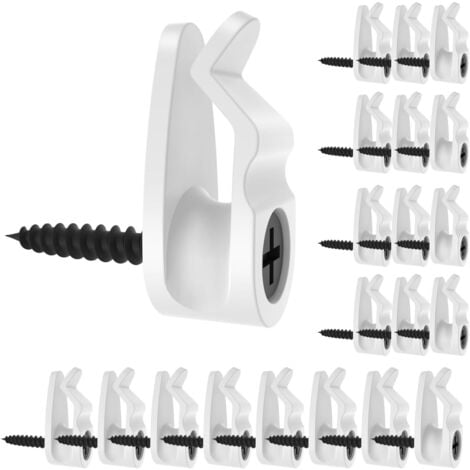 Hooks for Hanging String Lights, Screw Hooks for Hanging Christmas Lights, LED String Light Clips, White, 50 Pack (Large)