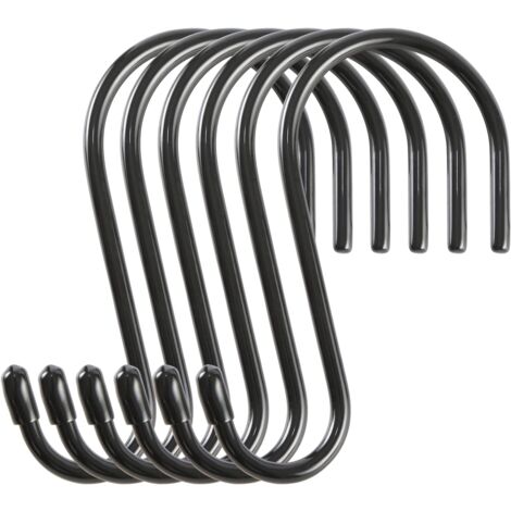 hooks, S hooks, stainless steel, large, hanging hooks, coat hanger hooks, towel hooks, coat hooks, butcher hooks, wall hooks, black hooks with PVC coating, wardrobe, kitchen, bedroom, office, garden