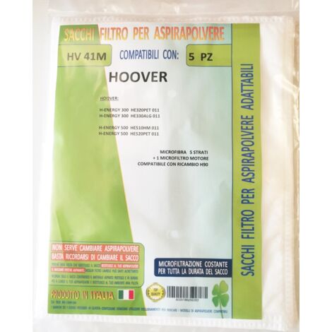 EUROSTORE07 HOOVER 5 SACCHETTI ASPIRAPOLVERE H -ENERGY 300 / 500 / HE320PET MICROFIBRA H90