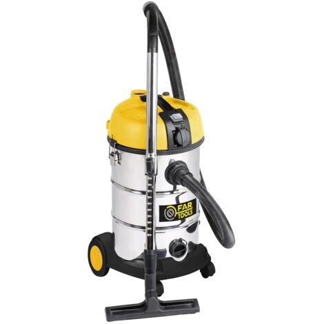 Hoover con disotturazione manuale per acqua, polvere e gesso - 1200 W - Vasca in acciaio inox da 30 L - FAR TOOLS - 101211