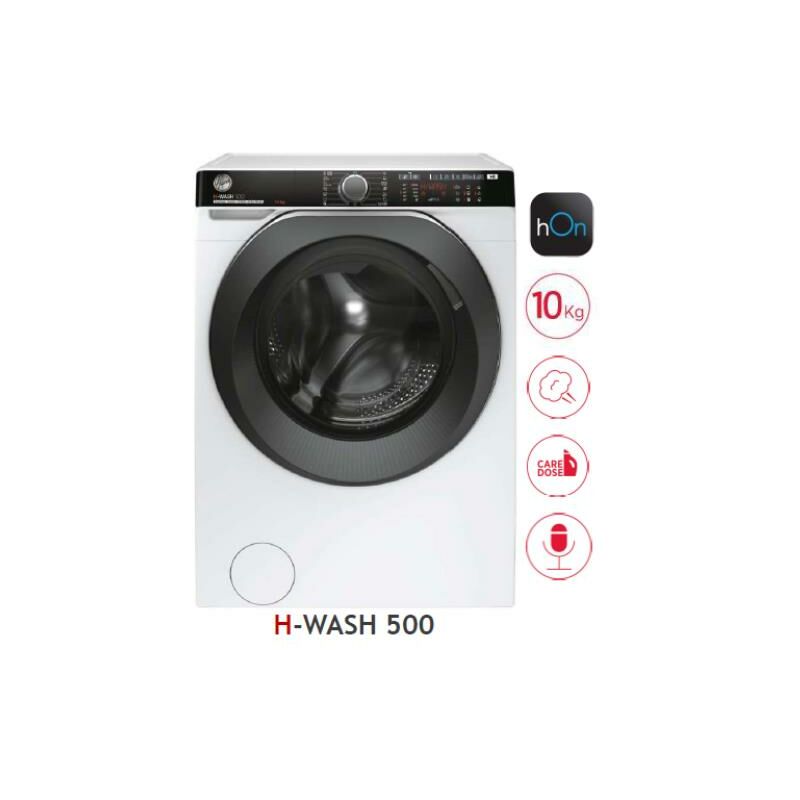 

H-WASH 500 HWPD 610AMBC/1-S, Lavadora 10 kg, 1600 rpm, Motor inverter, Vapor, WiFi, Bluetooth, Alexa y Google Home, Autodosificación, 15 ciclos