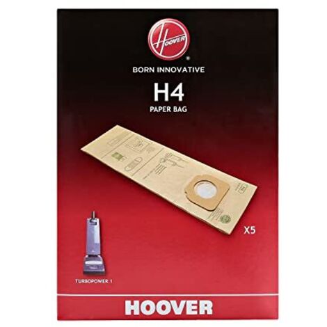 Hoover H4 Sacchetti per Battitappeto, Originali, in Carta, Anti-Odore, Extra Filtranti, Compatibili con Battitappeto Hoover Turbopower 1, 4 Pezzi