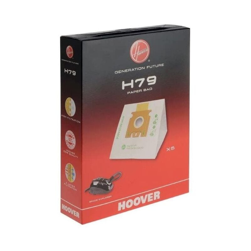 Set di 5 sacchetti di carta H79 per Hoover 35601745 aspirapolvere