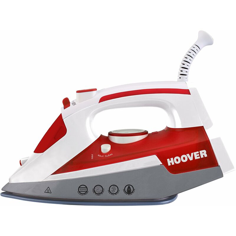 Image of Hoover - Ironjet TIM2500EU 011 - Ferro da Stiro a Vapore, Piastra in Ceramica, 2500 w, Funzione Vapore, Autopulente, Bianco/Rosso