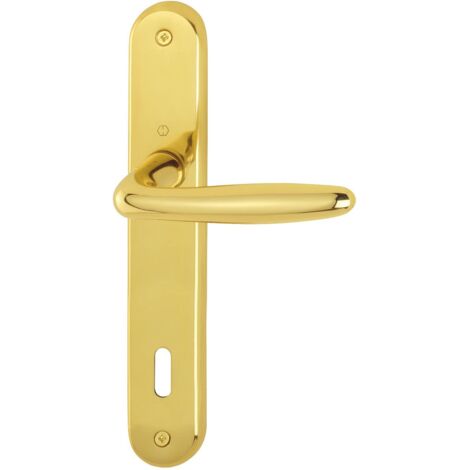HOPPE 2857622 ROISSY - Maniglia a piastra lunga, distanza 90 mm, per porte di spessore 35-54 mm, in ottone lucido