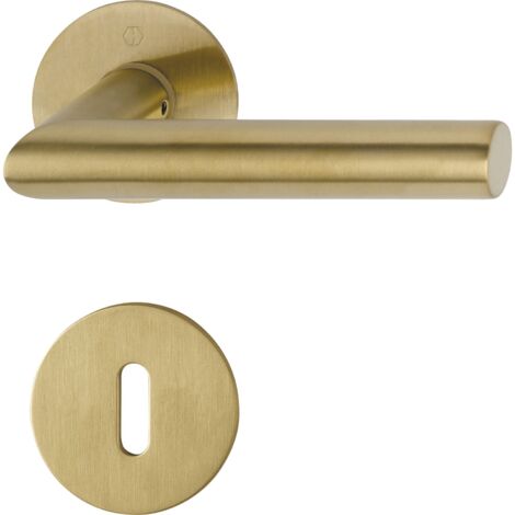 Hoppe Drückergarnitur Amsterdam - 2x Türklinke + 2x Flachrosette, rund BB, Edelstahl Messing