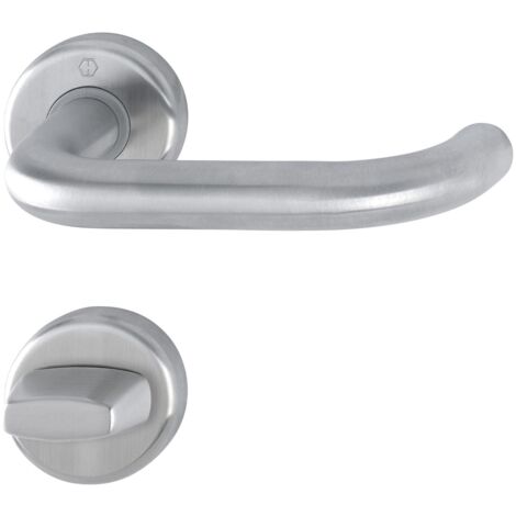 Hoppe Drückergarnitur Baden - Türklinke + Rosette WC, TS 42-47mm, Edelstahl matt