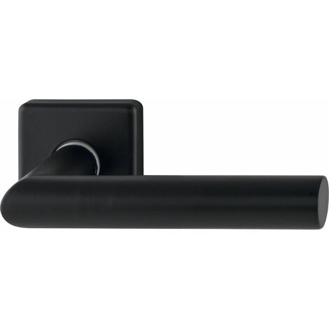 Hoppe Drückerhalbgarnitur Amsterdam eckig, Vierkant 8/62mm Türklinke + Rosette + Unterkonstruktion + Schnellstift, Edelstahl schwarz