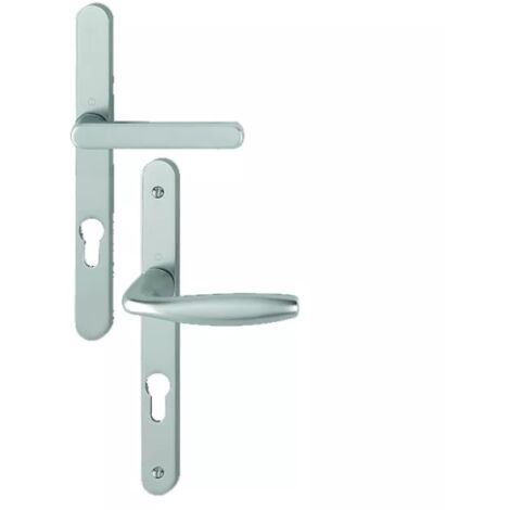 Hoppe – Ensemble de poignées de porte NEW YORK EA 70 – Plaque étroite – Aluminium anodisé argent – Entraxe 70 mm – Fixation visible M4