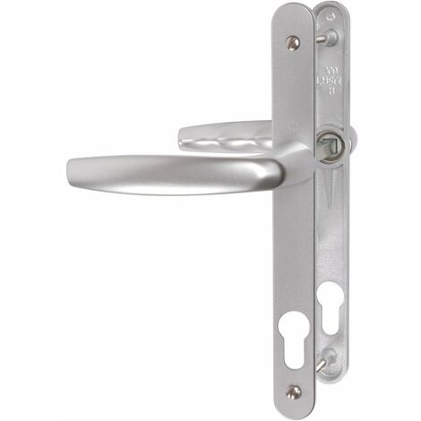 Hoppe Et Cie – Poignée de fenêtre sur plaque étroite – Béquille double – Entraxe 195 mm – Couleur gris argent – Pour portes-fenêtres