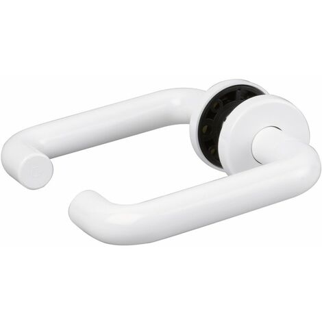 Hoppe Et Cie – Poignée de porte sur rosace blanche – Bec de cane pour portes 38-47mm – Carré 7mm – Installation simple entraxe 38mm