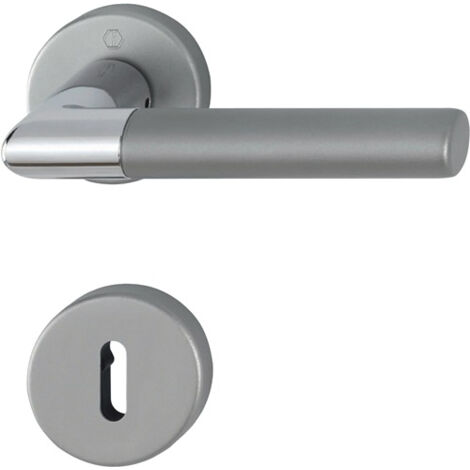 Hoppe – Grille de rosace ronde pour porte intérieure – Alu.F49/F9-2 chromé mat – Épaisseur de porte 37-42 mm – Assemblage à goupille rapide - 42KVS