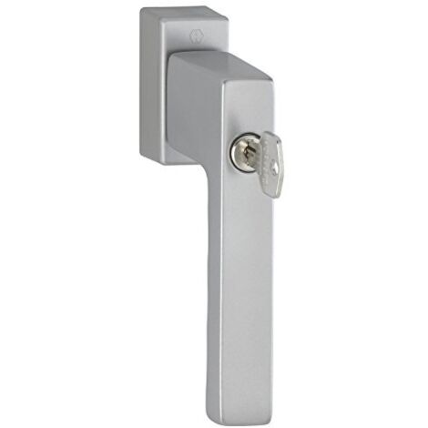 HOPPE Maniglia per finestra a cilindro con serratura TOULON Secustik, VK 32-42 mm, argento anodizzato, 1 pezzo