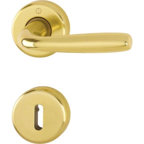 Hoppe Maniglia Roissy su rosetta rotonda, Ottone lucido, 3066785
