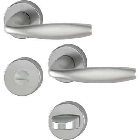 ► HOPPE New York Rosetten-Garnitur 1810/42KV/42KVS-WC-F9 Aluminium Stahl-Bad/WC für Innentüren