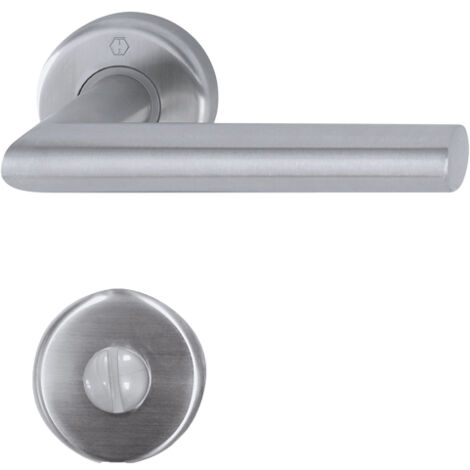 Hoppe – Poignée de porte d'entrée inox mat – Entraxe 38mm – Rosace Ø 52mm – Fixation non visible – Pour portes 38-42mm - 17KVS-