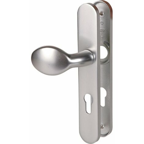 Hoppe – Poignée de porte palière 195 mm – Aluminium gris argent – Forme arrondie – Pour porte d'entrée 40 mm d'épaisseur