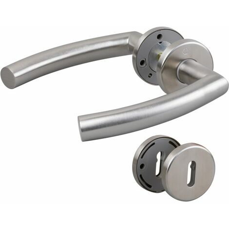 Hoppe – Poignée de porte sur rosace inox 18/10 – Épaisseur 35-45 mm – Longueur 137 mm – Saillie 66 mm – Norme EN 1906 grade 3