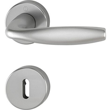 HOPPE pulsante Set di New York con rosette BB colorato Bart, in alluminio effetto acciaio inox, 3369866