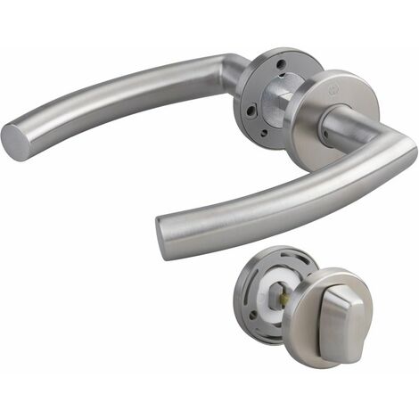 Hoppe – Rosace en inox pour porte sanitaire – Béquille double – Finition mate argent – Entraxe 38mm – Résistance à la corrosion grade 4 – 2795222
