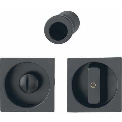 HOPPE Schiebetürmuschel Set 4921 - WC, eckige Rosette, Aluminium schwarz matt