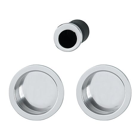 Hoppe – Set 5 aluminium porte coulissante aveugle sans gâche – Cuvette ronde chromée – Épaisseur minimale 35mm – 3947857