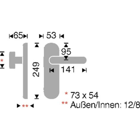 Hoppe Si-Drückergrt. FH Langschild PZ88 VK8,5 Paris ohne Kzs, E-Matt, TS67-72, ES1