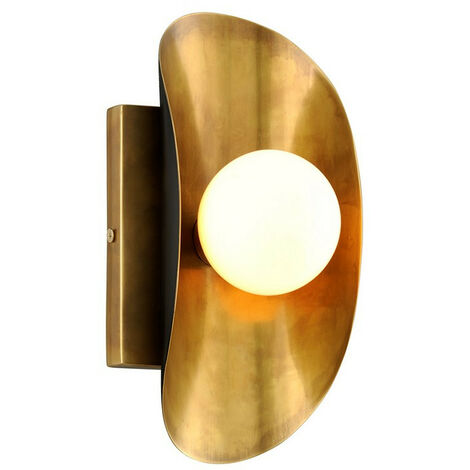 Hopper Applique da parete a 1 luce con accenti di bronzo in ottone vintage, vetro