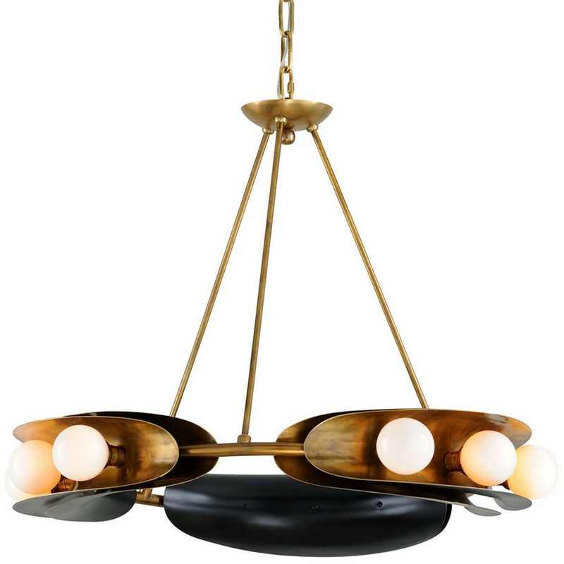 Hopper Lampadario a 9 luci vintage in ottone con