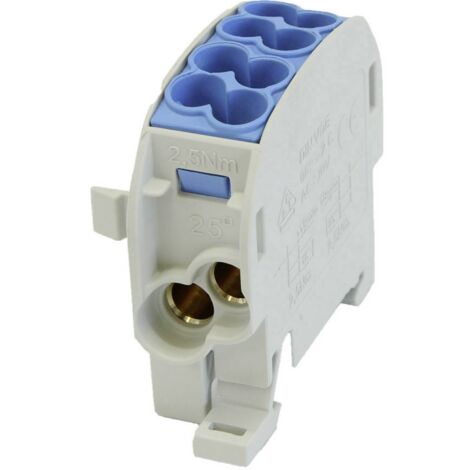 HoraeTec 080110-1-3 Terminale ramo principale PA, Ottone Grigio (RAL 7035), Blu luminescente (RAL 5012) 1 polo 100 A 69