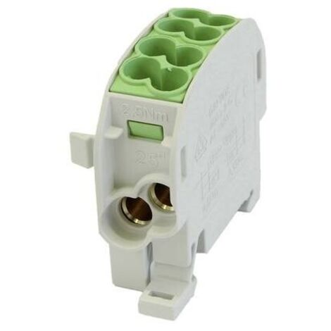 HoraeTec 080110-2-3 Terminale ramo principale PA, Ottone Grigio (RAL 7035), Giallo, Verde 1 polo 100 A 690 V Tipo di co