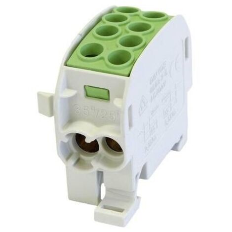 HoraeTec 080210-2-3 Terminale ramo principale Ottone, PA Grigio (RAL 7035), Verde, Giallo 1 polo 125 A 690 V Tipo di co